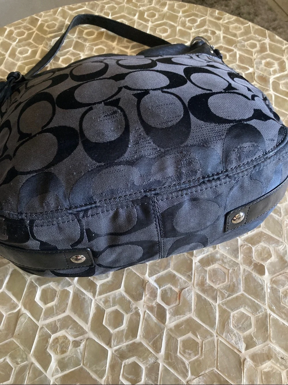 Coach Signature Zoe Vintage Hobo Signature Shoulder Bag